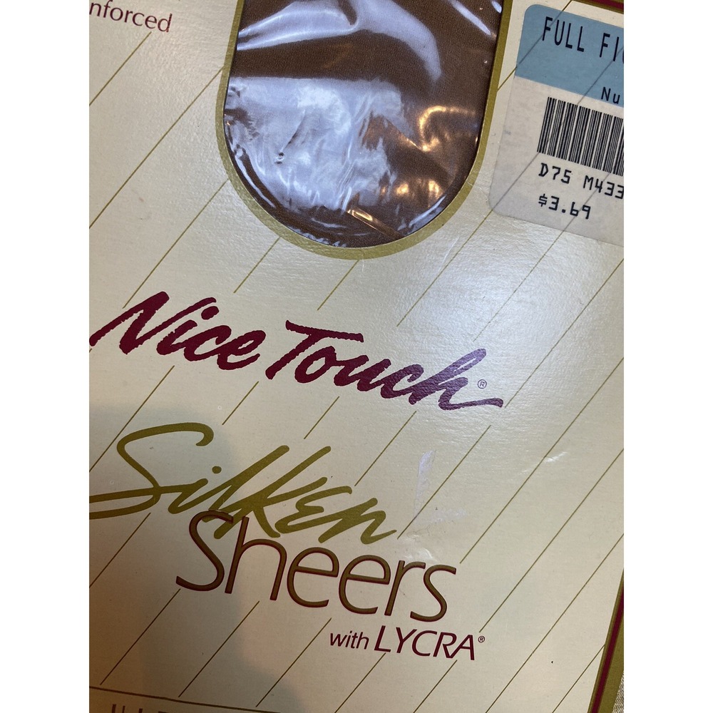 Vintage Nice Touch Silken Sheers 20 Denier Lycra Size Full Figure‎ Short Nude